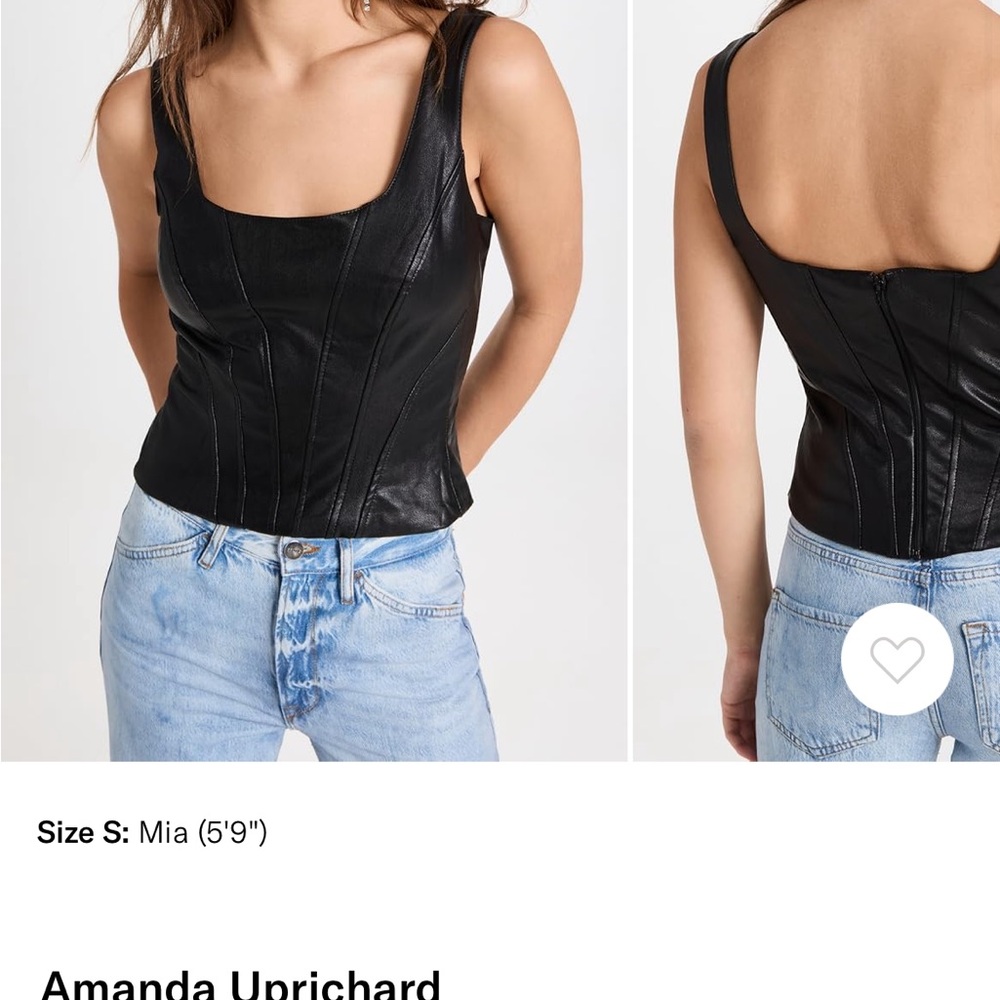 Amanda Uprichard Black Leather Top - M